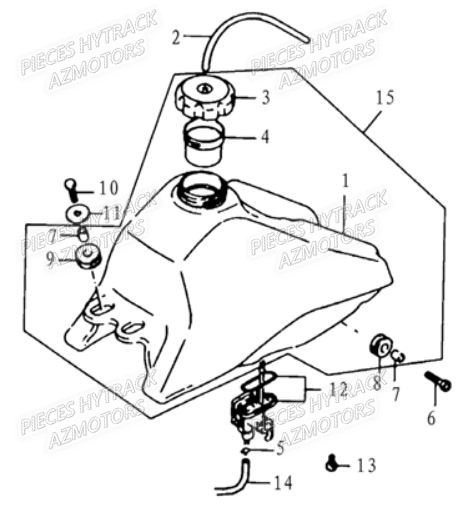 RESERVOIR_CARBURANT HYTRACK Pieces HY 50 Avant-Juin-2006-piece-en-stock-origine-quad-hytrack-bougie-batterie-courroie-galets-carenage-ampoule-alternateur-alimentation-electrique-cable-de-freins-carburateur-carrosserie-avant-carrosserie-arriere-carter-moteur-droit-chassis-roue-plaquettes-de-frein-colonne-de-direction-culasse-cylindre-piston-embiellage-direction-avant-selle-echappement-filtre-a-air-marche-pied-poignees-suspension-variateur-transmission-kitchaine-enfant