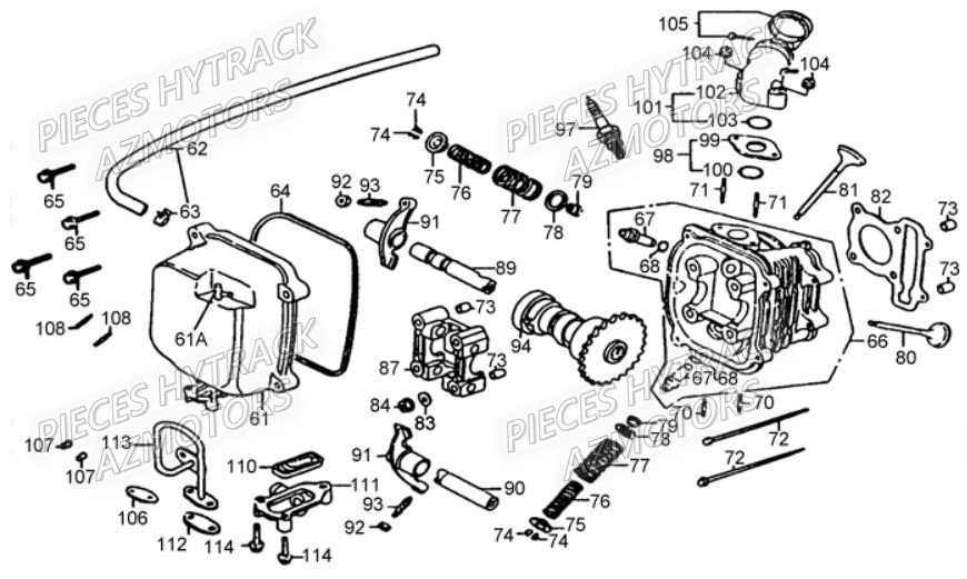 CULASSE HYTRACK Pieces Origine quad hytrack HY 50S-SX-Girly