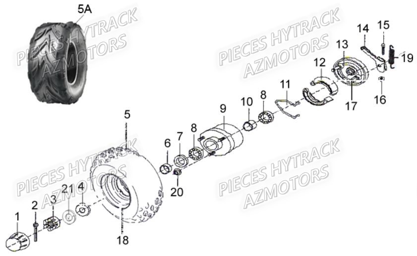 Roues Avant Modele Avec Frein Av HYTRACK Pieces Orgine Quad HY_50-SX-Girly