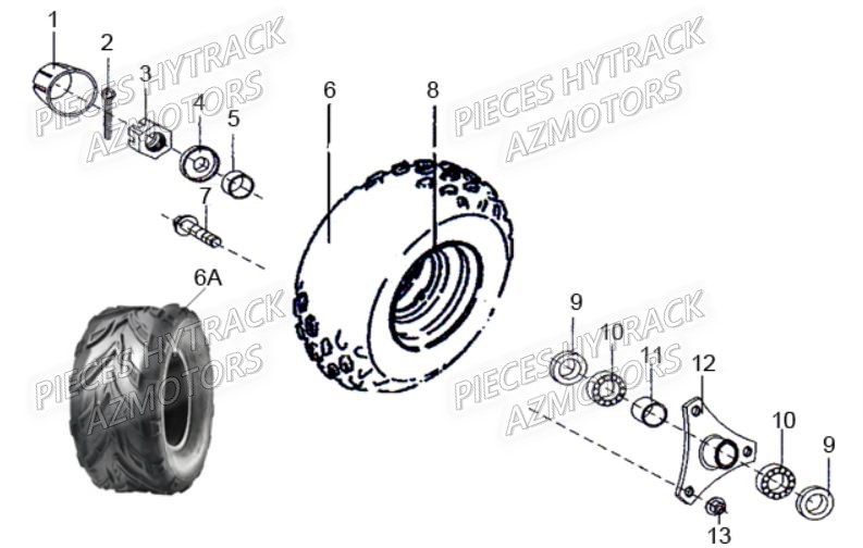 Roues Avant Modele Sans Frein Av HYTRACK Pieces Orgine Quad HY_50-SX-Girly