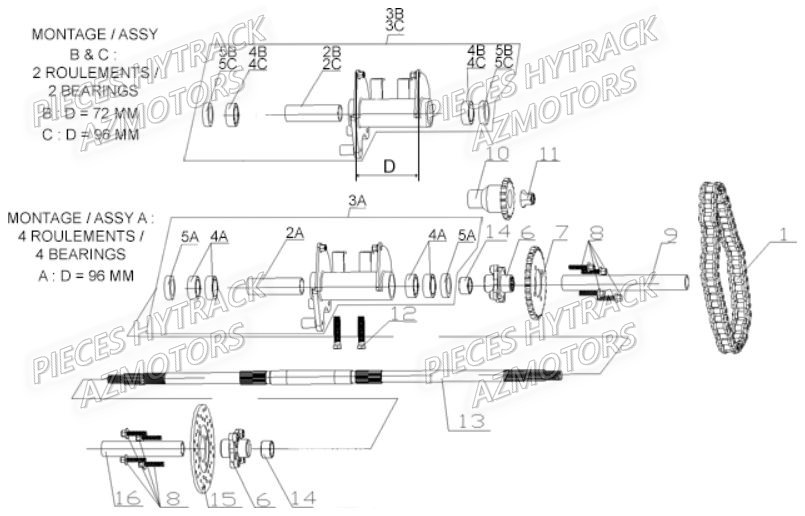 TRAIN ARRIERE AZMOTORS HY50 SX