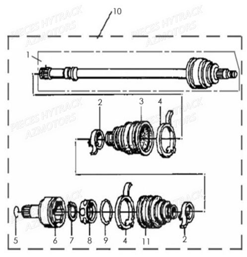 Cardans Arriere HYTRACK Pièces Quad HY500IS HY510IS