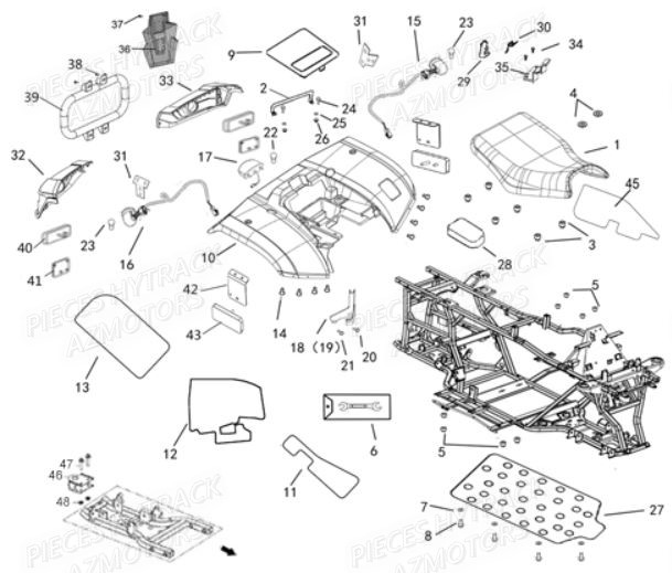 Carrosserie Arriere HYTRACK Pièces Quad HY500IS HY510IS