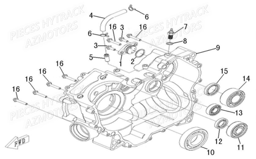 Carter Moteur Droit HYTRACK Pièces Quad HY500IS HY510IS