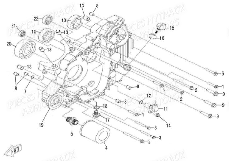 Carter Moteur Gauche HYTRACK Pièces Quad HY500IS HY510IS