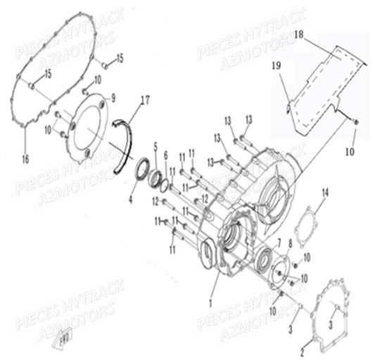 CARTER_VARIATEUR HYTRACK Pièces Quad HY410S