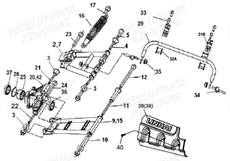 Suspensions Arriere HYTRACK Pièces Quad HY500IS HY510IS