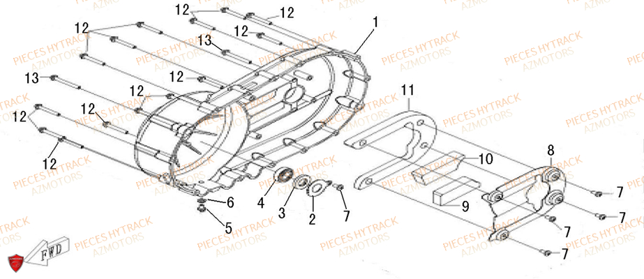 Cache Variateur AZMOTORS Pieces Quad HY510S Carbu 4x4