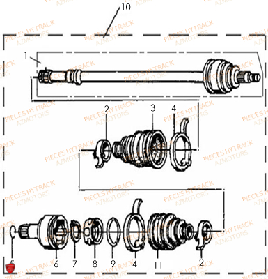 Cardans Arriere AZMOTORS Pieces Quad HY510S Carbu 4x4