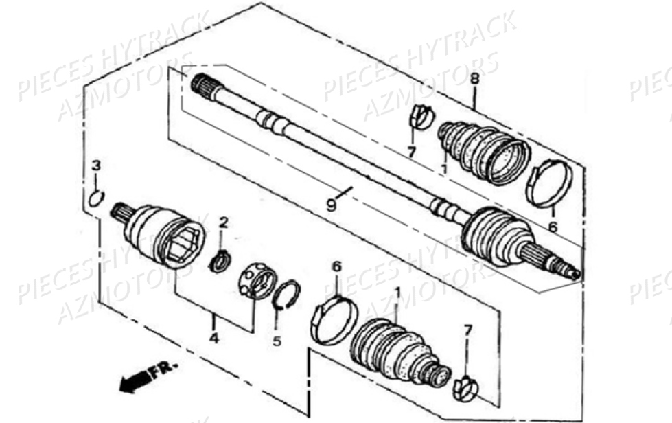 CARDANS ARRIERE GAUCHE DROIT AZMOTORS HY500S HY510S