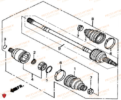 Cardans Avant HYTRACK Pieces Quad HY500S HY510S Carbu 4x4