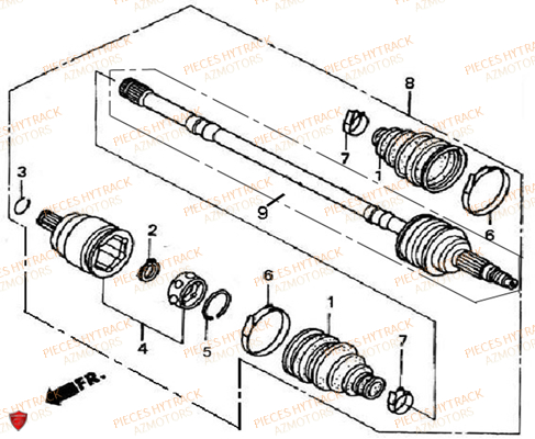 Cardans Avant AZMOTORS Pieces Quad HY510S Carbu 4x4