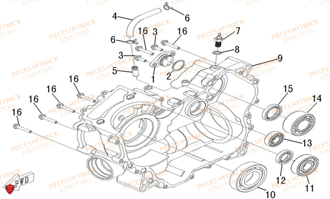 Carter Moteur Droit HYTRACK Pieces Quad HY500S HY510S Carbu 4x4