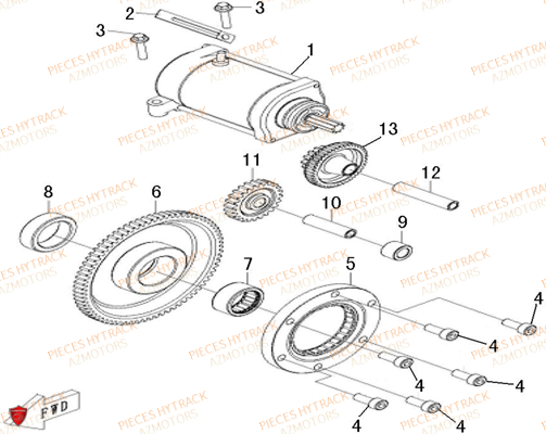 Demarreur AZMOTORS Pieces Quad HY510S Carbu 4x4