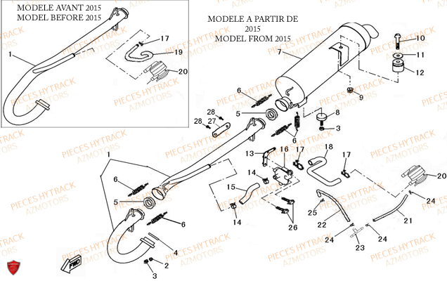 Echappement AZMOTORS Pieces Quad HY510S Carbu 4x4