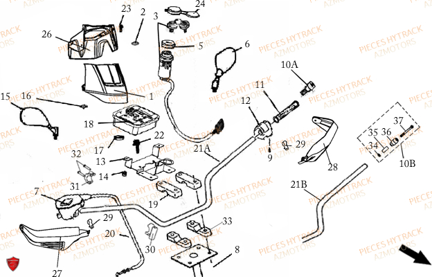 Guidon AZMOTORS Pieces Quad HY510S Carbu 4x4