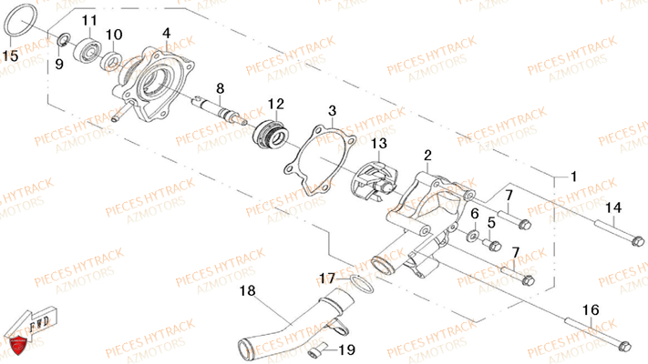 Pompe A Eau AZMOTORS Pieces Quad HY510S Carbu 4x4