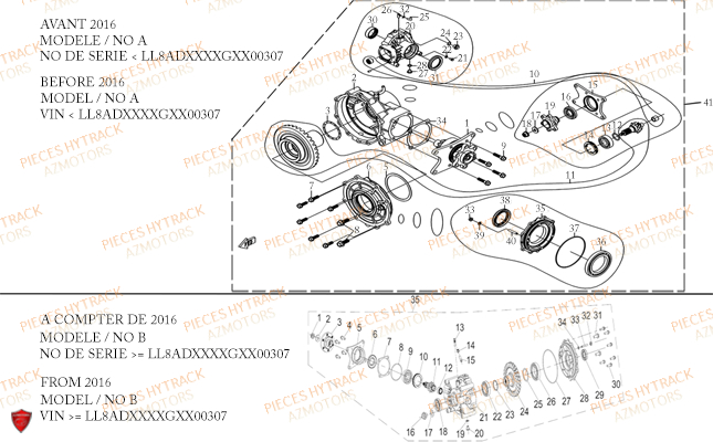 Pont Arriere AZMOTORS Pieces Quad HY510S Carbu 4x4