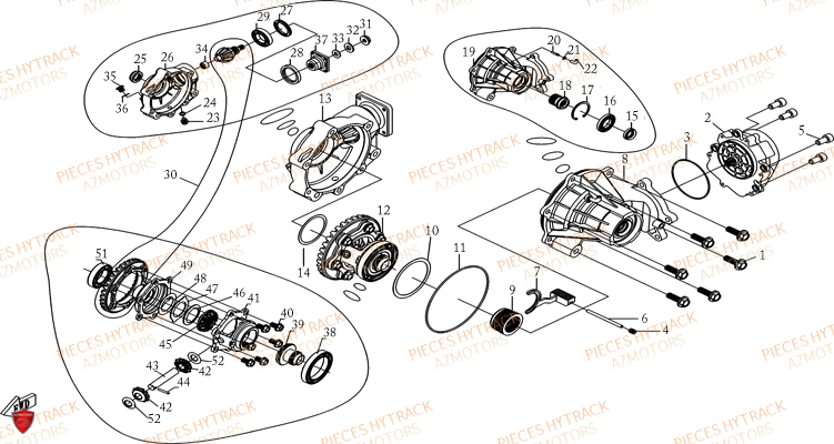 Pont Avant AZMOTORS Pieces Quad HY510S Carbu 4x4