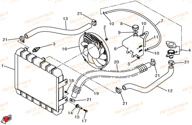 Refroidissement AZMOTORS Pieces Quad HY510S Carbu 4x4