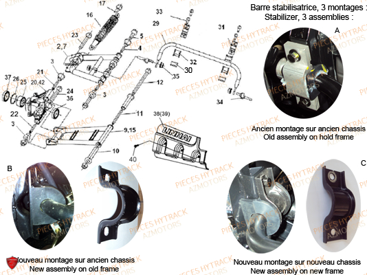 Suspensions Arriere HYTRACK Pieces Quad HY500S HY510S Carbu 4x4