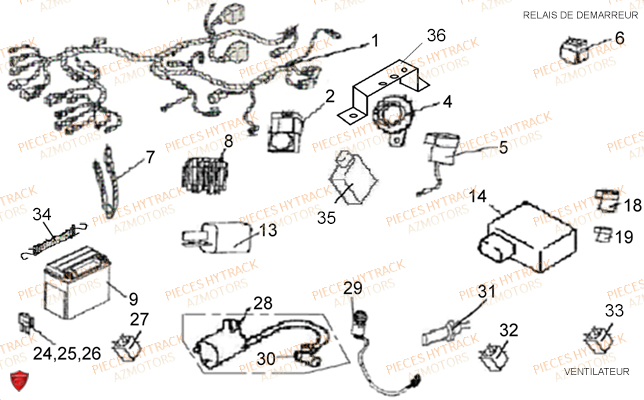 Systeme Electrique AZMOTORS Pieces Quad HY510S Carbu 4x4