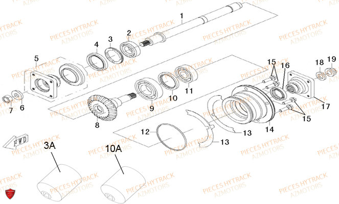 Transmission Ii AZMOTORS Pieces Quad HY510S Carbu 4x4