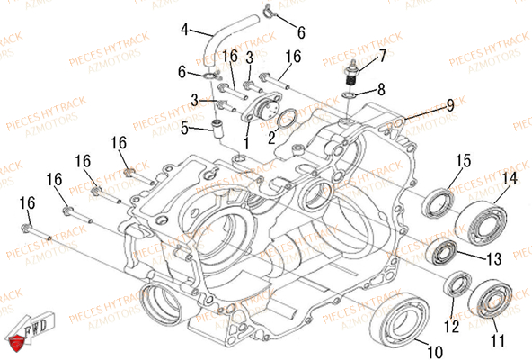 Carter Moteur Droit HYTRACK Pieces Quad HY500T T3