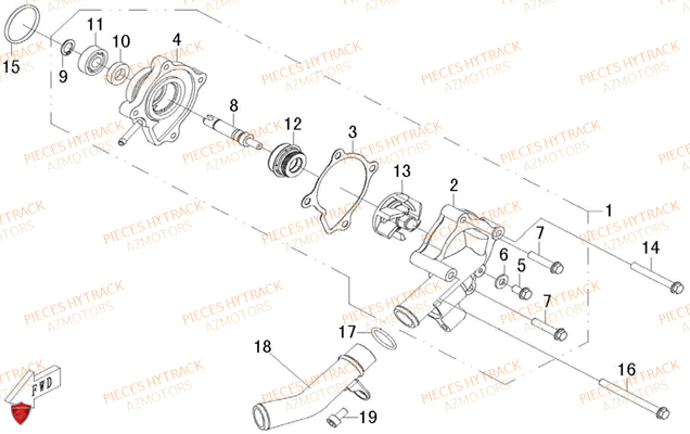 Pompe A Eau HYTRACK Pieces Quad HY500T T3