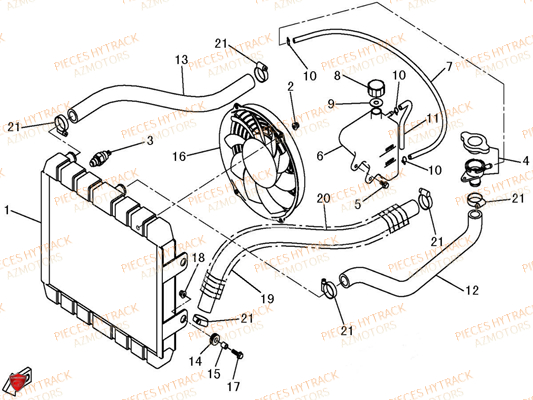 Refroidissement HYTRACK Pieces Quad HY500T T3