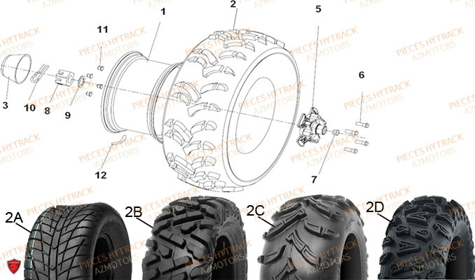 PNEU URIDE P377 25X10-12 4PLIS MASAI pour ROUES ARRIERE de HY500T T3