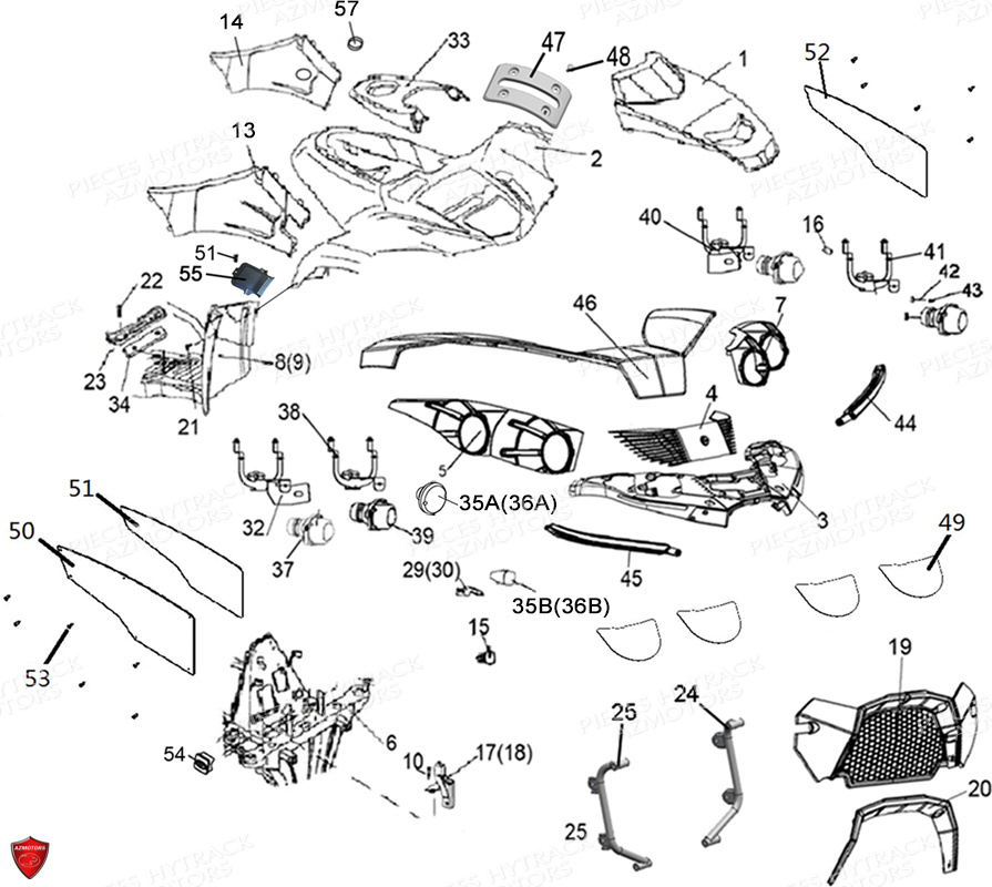 Carrosserie Avant Chassis HYTRACK Pieces Quad HY500T EPS T3