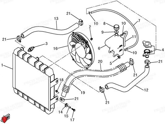 Circuit De Refroidissement HYTRACK Pieces Quad HY500T EPS T3