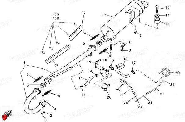 Echappement HYTRACK Pieces Quad HY500T EPS T3