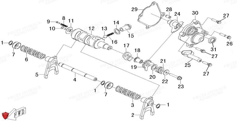 Ensemble Barillet Fourchette HYTRACK Pieces Quad HY500T EPS T3