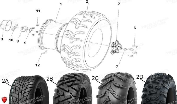 PNEU URIDE P377 25X10-12 4PLIS MASAI pour ROUES ARRIERE de HY500T T3 EPS