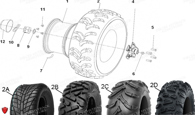 PNEU URIDE P390 25X8-12 6 PLIS MASAI pour ROUES AVANT de HY500T T3 EPS