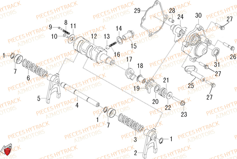 Barillet HYTRACK Pièces Quad HY500X EPS 4X4