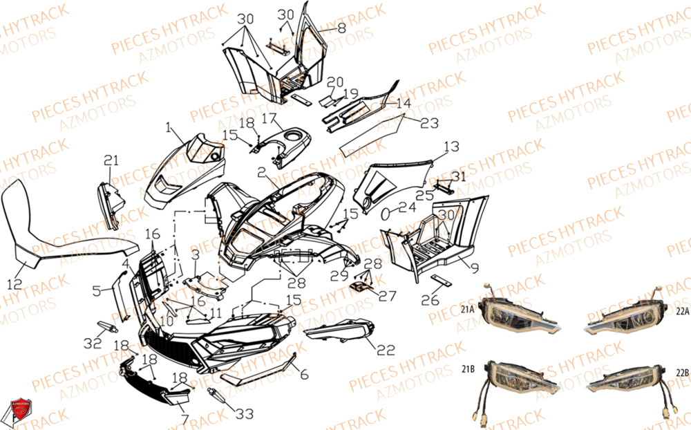 Carrosserie Avant HYTRACK Pièces Quad HY500X EPS 4X4