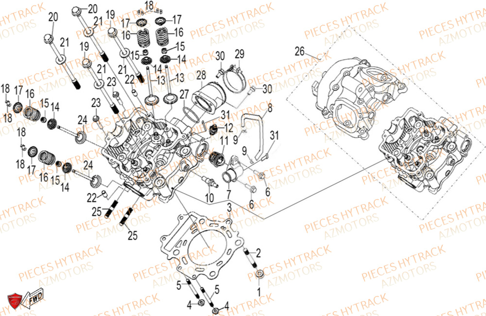 Culasse HYTRACK Pièces Quad HY500X EPS 4X4