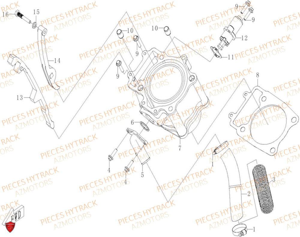 Cylindre HYTRACK Pièces Quad HY500X EPS 4X4