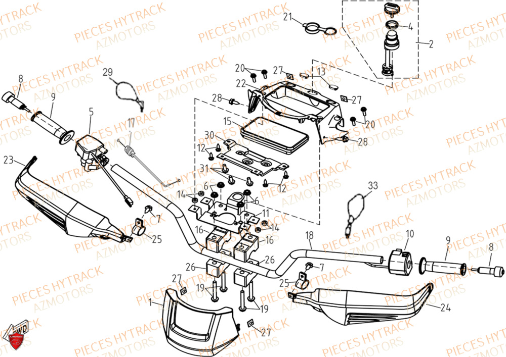 Guidon HYTRACK Pièces Quad HY500X EPS 4X4