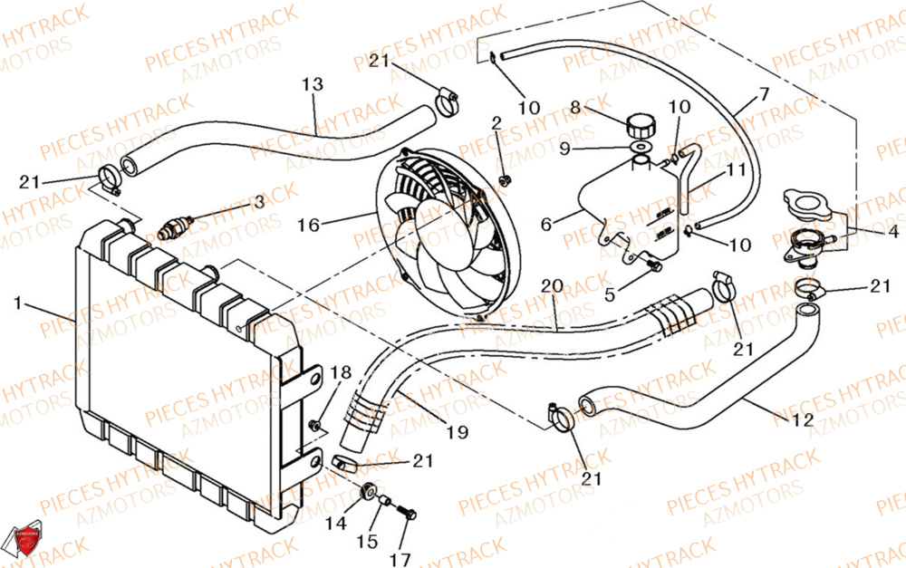 Refroidissement HYTRACK Pièces Quad HY500X EPS 4X4