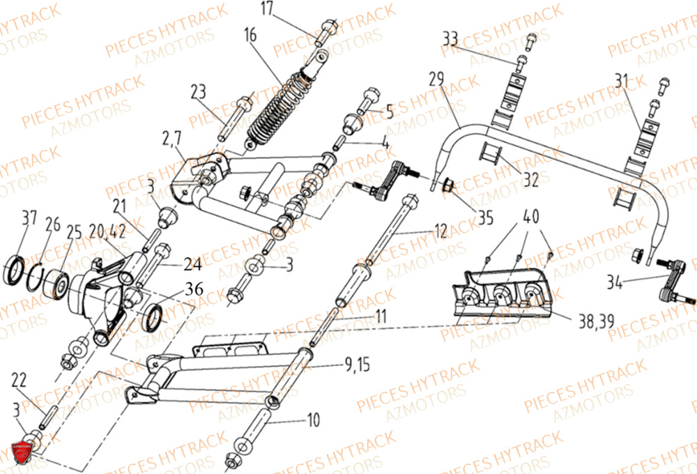 Suspensions Arriere HYTRACK Pièces Quad HY500X EPS 4X4
