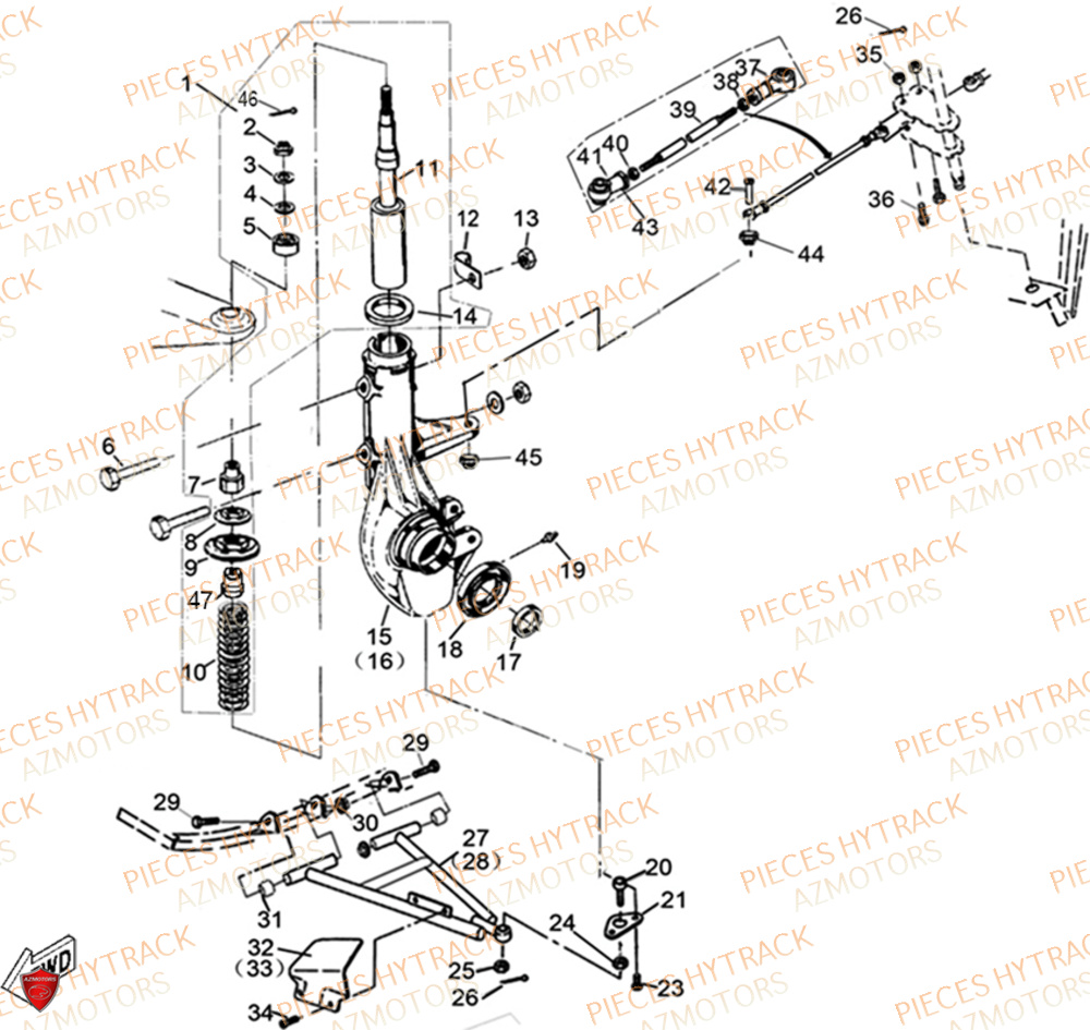 Suspensions Avant HYTRACK Pièces Quad HY500X EPS 4X4