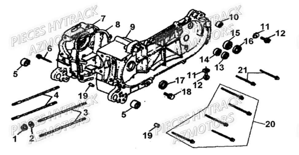 CARTER_MOTEUR HYTRACK Pièces-quad-hytrack-HY 50H-piece-en-stock-origine-quad-hytrack-bougie-batterie-courroie-galets-carenage-ampoule-alternateur-alimentation-electrique-cable-de-freins-carburateur-carrosserie-avant-carrosserie-arriere-carter-moteur-droit-chassis-roue-plaquettes-de-frein-colonne-de-direction-culasse-cylindre-piston-embiellage-direction-avant-selle-echappement-filtre-a-air-marche-pied-poignees-suspension-variateur-transmission-kitchaine-enfant