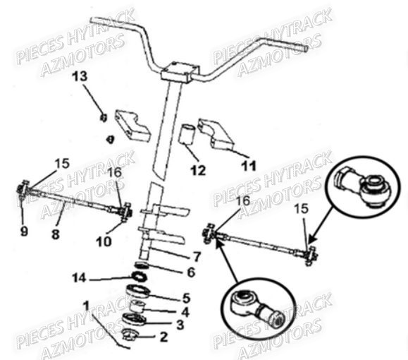 Colonne De Direction AZMOTORS Pieces Origine Quad HY_50H