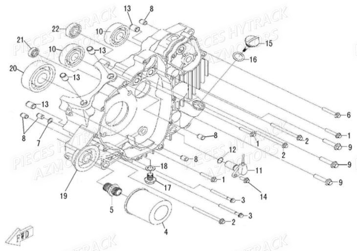 CARTER MOTEUR GAUCHE HYTRACK HY510IS EPS