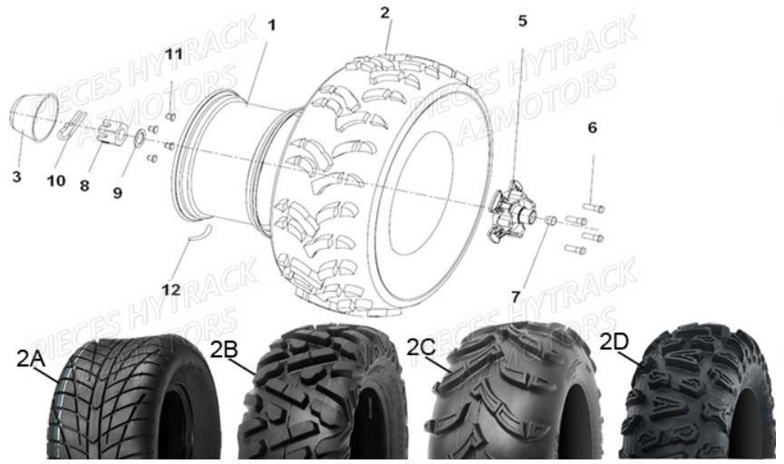 PNEU URIDE P377 25X10-12 4PLIS MASAI pour ROUES ARRIERE de HY510IS EPS