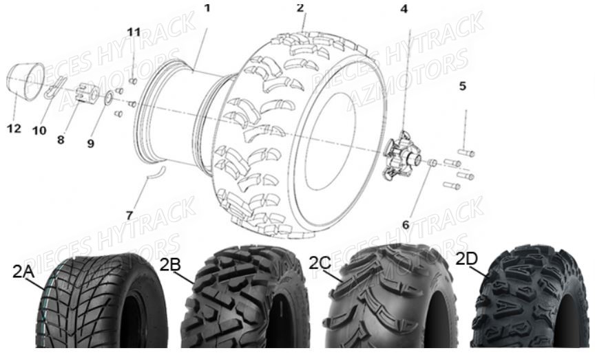 PNEU URIDE P390 25X8-12 6 PLIS MASAI pour ROUES AVANT de HY510IS EPS